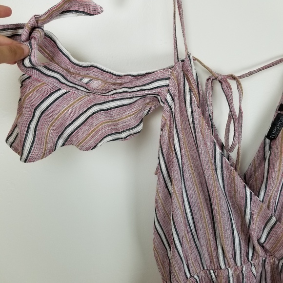 TOPSHOP - Strpe cold shoulder playsuit size M - Picture 6 of 8